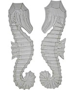 Hand Carved White Wash Wood Set of 2 Seahorses Wall Art Hanging Tropical... - $24.69