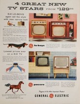 1955 Print Ad GE 4 Great New TV Stars Television Sets Happy Wiener Dog - £14.38 GBP