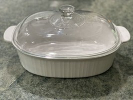 Corning Ware French White Oval 4 Liter Roaster F-14-B with Pyrex Lid F-14-C - £20.44 GBP