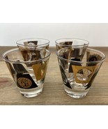 4 Vintage Double Shot Glasses Cera Coin MCM Barware - $29.65