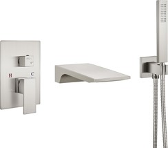 Aolemi Wall Mount Bathtub Faucet Bath Tub Faucet Set Waterfall, Brushed ... - $160.96