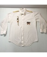 Chaplin Vtg Embroidered Appliqué Country Music White Shirt L 32 33 Rocka... - €11,08 EUR