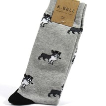 K. Bell Men&#39;s Dog Print Socks Pug Puppies Heather Gray One Size - £7.97 GBP