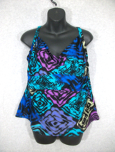 Coco Reef Women&#39;s Swimsuit Top Blue Purple Adjustable Built in Bra 16W 38C - £13.27 GBP