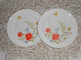 An item in the Pottery & Glass category: 2 Mikasa Japan JUST FLOWERS Dinner Plates 10.5" #A4182