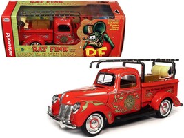 &quot;Rat Fink&quot; Fire Engine Truck Red with Graphics and Rat Fink Firefighter - £43.96 GBP