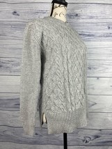 Banana Republic Cable Knit Sweater Womens XS Gray Crew Long Sleeve Wool Blend - £11.25 GBP