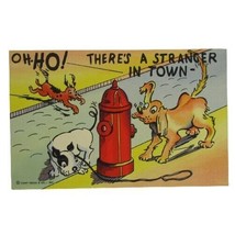 Comic Curteich Postcard Art-Colortone Dog Fire Hydrant Humor Vintage - £4.72 GBP