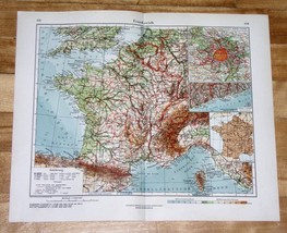 1928 Original Vintage Map Of France - £19.39 GBP