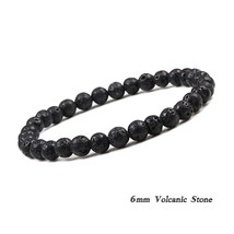6mm 8mm 10mm Natural Volcanic Stone Beads Bracelets Black Lava Men Bracelet Arom - £10.39 GBP