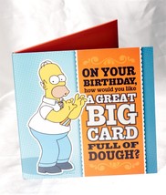 RARE Large Homer Simpson Birthday Card Big Card Full Of Dough Makes Soun... - $27.50
