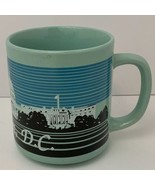 Vtg Washington DC Mug Monuments Striped Mint Green Travel Souvenir Shelf... - $20.17 CAD