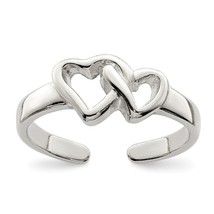 14K White Gold Over Sterling Silver Adjustable Love Double Heart Toe/Mid... - $12.35