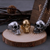 Stainless Steel Gold Skull Gothic Ring Men Fashion Hip Hop Punk Biker Viking New - £6.35 GBP+
