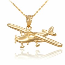 10k Solid Yellow Gold Piper Tri Pacer PA-20 Aircraft Airplane Pendant Necklace - £123.15 GBP+