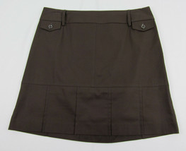 Ann Taylor Loft A-line skirt Cotton short skirt above knee Brown Womens 8 P - £10.08 GBP