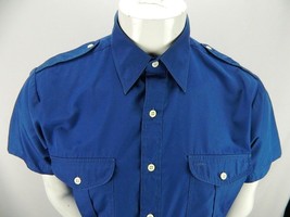 Vintage Fox Collection JC Penny Blue Button Front Shirt Short Sleeve Men... - £33.40 GBP