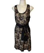 Express Fit and Flare Nude Sleeveless Knit Dress with Black Lace Overlay... - $28.49
