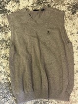 IZOD Men&#39;s M Medium Gray Windowpane 100% Cotton Sweater Vest - $8.06