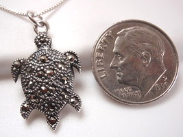 Marcasite Sea Turtle Pendant 925 Sterling Silver Corona Sun Jewelry - $16.19