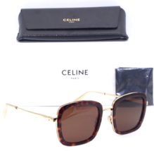 New Celine Paris Cl 40202U 52E HAVANA-GOLD/BROWN Lens Authentic Sunglasses 53-24 - £223.70 GBP