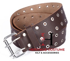 Scottish Men Brown Leather KILT BELT - Utility Belt - Duty Belt - 2 Inch... - £29.70 GBP