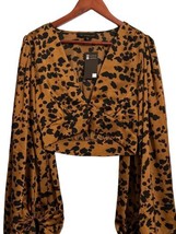 Animal Print Top Evolve Blouse Women&#39;s Size Small Long Sleeve - £15.77 GBP