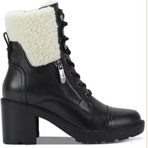 NEW MARC FISHER BLACK LEATHER  FUR COMFORT COMBAT  BOOTS SIZE 8 M $198 - £111.92 GBP