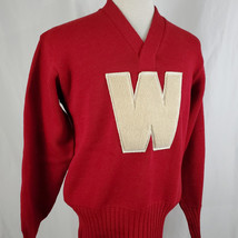 Vintage Letterman Sweater UW Badgers Wisconsin Men&#39;s Large Wool 50s 60s ... - £197.69 GBP