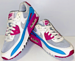 Nike Air Max 90 Women Shoes White Vivid Pink Light Blue CT1030-001 Size 7 - £36.54 GBP