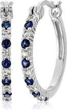 2.00 Ct Round Cut CZ Blue Sapphire Hoop Earrings 14k White Gold Plated - £60.21 GBP