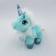 Dan Dee Unicorn 9&quot; Plush Teal Blue Sparkly Feet &amp; Horn White Mane 2016 Ages 3 + - £10.07 GBP