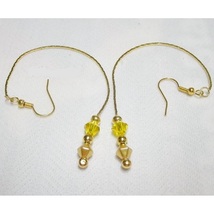 Long Chain Holiday Shoulder Crystal Duster Earrings Yellow Gold - £15.95 GBP