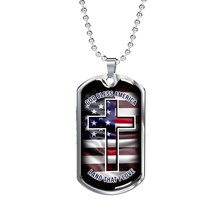 God Bless America Necklace Stainless Steel or 18k Gold Dog Tag 24&quot; Chain - £37.31 GBP+
