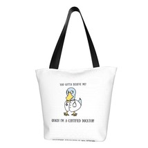 QUACK! I&#39;m A Certified Ducktor! Ladies Casual Shoulder Tote Shopping Bag - £19.58 GBP
