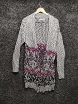 Maurices Open Long Cardigan Sweater Women Plus 1 Gray Purple Fair Isle Knit - £14.54 GBP