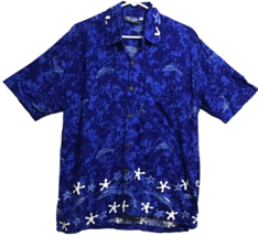 Hawaiian Shirt 100% Rayon Mens Sz M Med Dolphins Starfish Tropical Top V... - $20.20