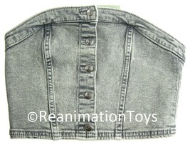 H&amp;M Grey Gray Denim Bustier-Style Crop Top Bandeau Size XS Extra Small New w/Tag - £19.97 GBP