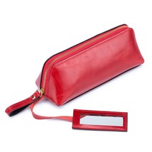Portable Leather Cosmetic Bag Women Fashion Party Makeup Bag with Mirror Small O - £19.42 GBP
