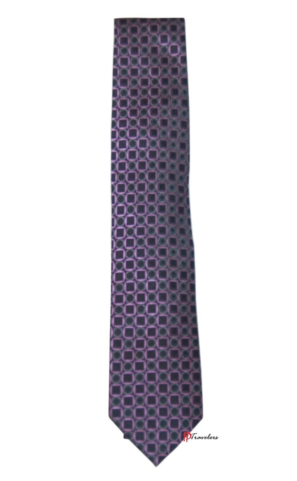 Geoffrey Beene Men's Neck Tie Purple and Black with Circles Square 100% Silk $55 - $22.00
