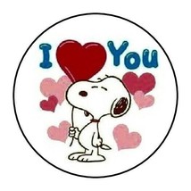 30 Snoopy Valentine&#39;s Day Envelope Seals Labels Stickers 1.5&quot; Round Hearts Love - £6.08 GBP