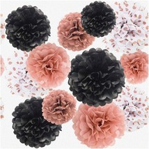 Rose Gold and Black Tissue Paper Pom Poms Party Decorations - Blooming E... - $27.71
