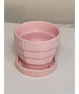 McCoy USA Pottery Basketweave Pink Flower Pot Planter with Attached Sauc... - £30.88 GBP