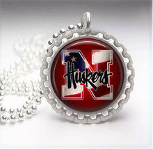 Nebraska Huskers Silver Bottle Cap Pendant Necklace - £9.30 GBP