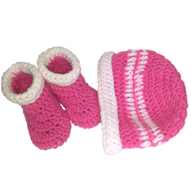 Pink White Hat and Booties set - $25.00