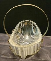 VINTAGE BRIDES WEDDING BASKET GLASS SAWTOOTH BOWL WITH SILVER PLATE CADDY image 2