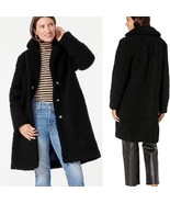 J. CREW black Sherpa teddy coat mid length size xs - £105.83 GBP