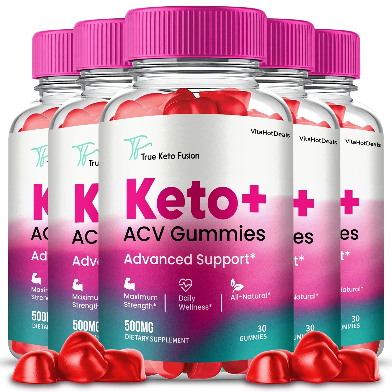 Keto Fusion + ACV Gummies | Max Strength Ketogenic Support (5 Pack) - $2,160.41 MXN