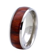 Titanium Wedding Ring Hawaiian Koa Wood Inlay Comfort Fit Band 8mm Men a... - £22.67 GBP