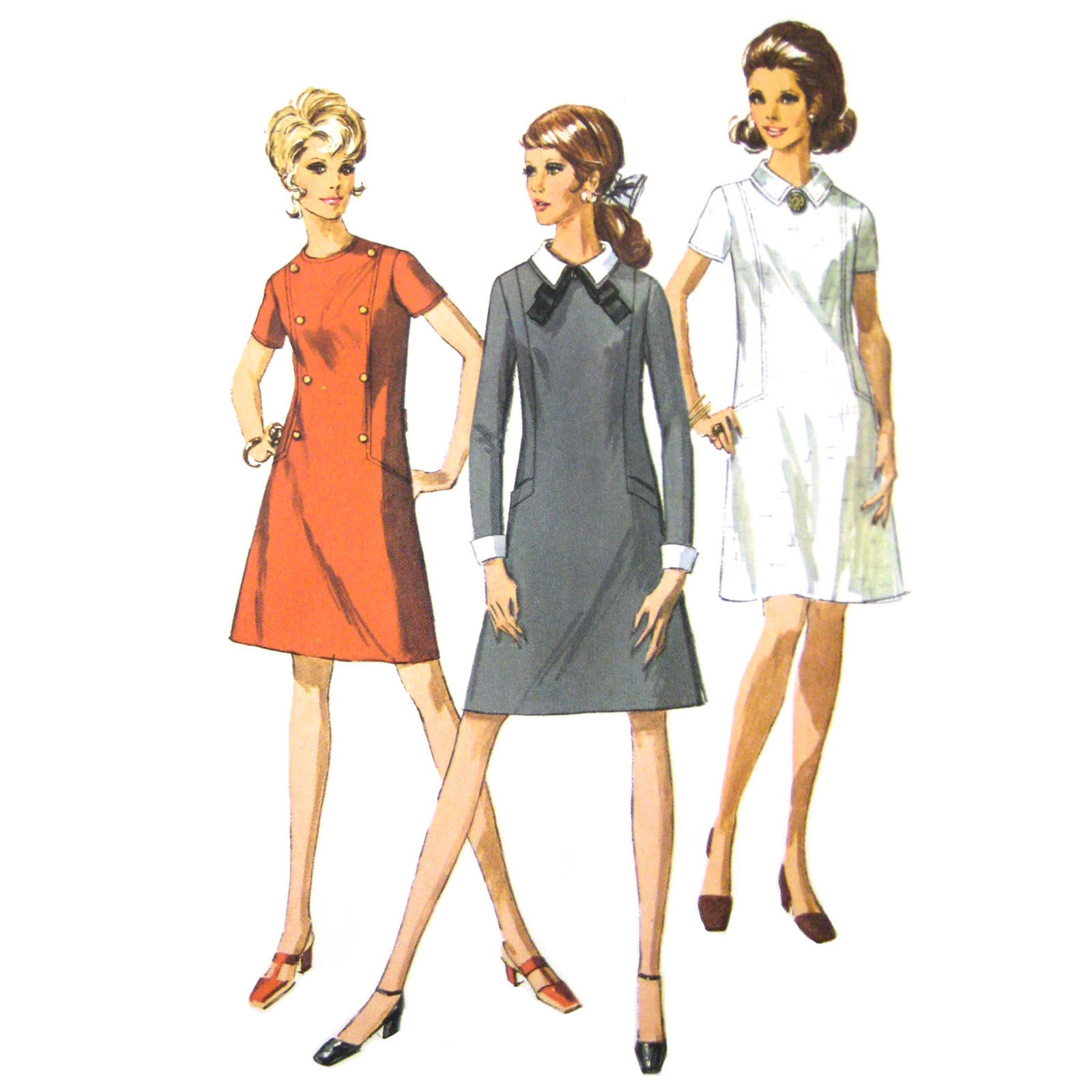 1960s Vintage Simplicity Sewing Pattern 7802 Misses A-Line Mini Dress 12 34B - $6.95